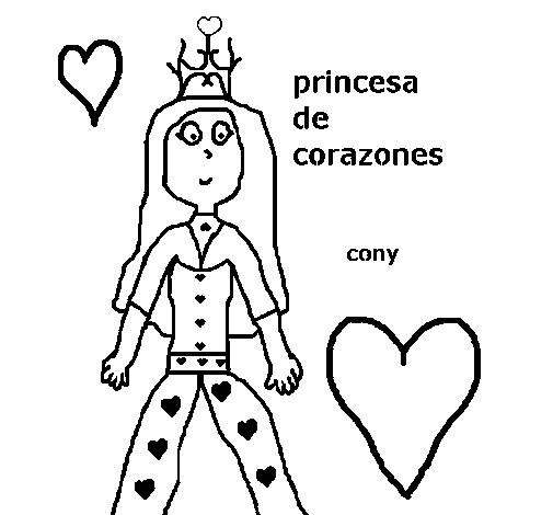 Dibuix de Princesa de cors per Pintar on-line