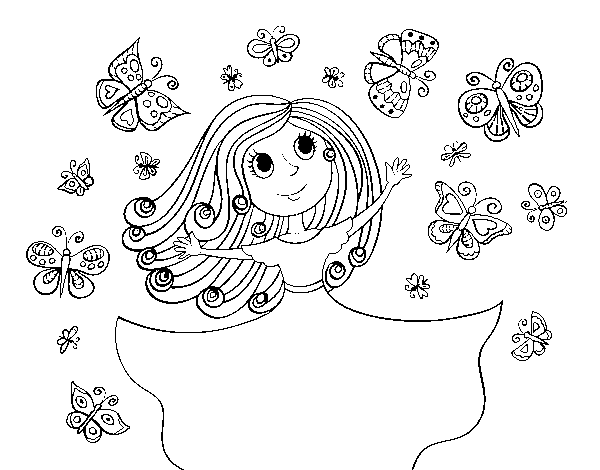 Dibuix de Princesa de les papallones per Pintar on-line