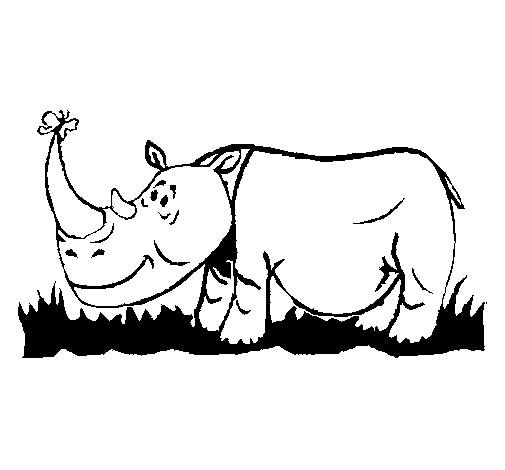 Dibuix de Rinoceront i Papallona per Pintar on-line