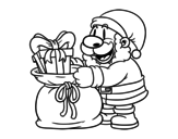 Dibuix de Santa Claus oferint regals per pintar