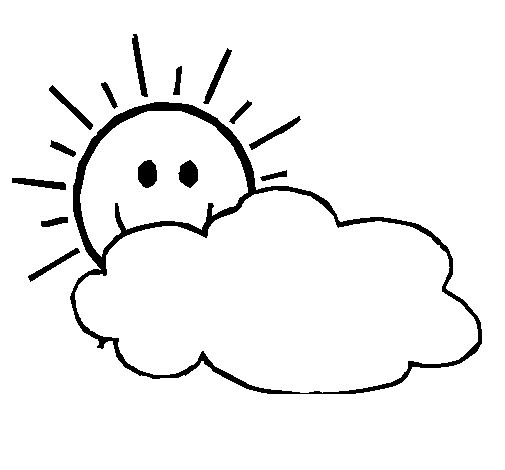 Dibuix de Sol i núvol per Pintar on-line