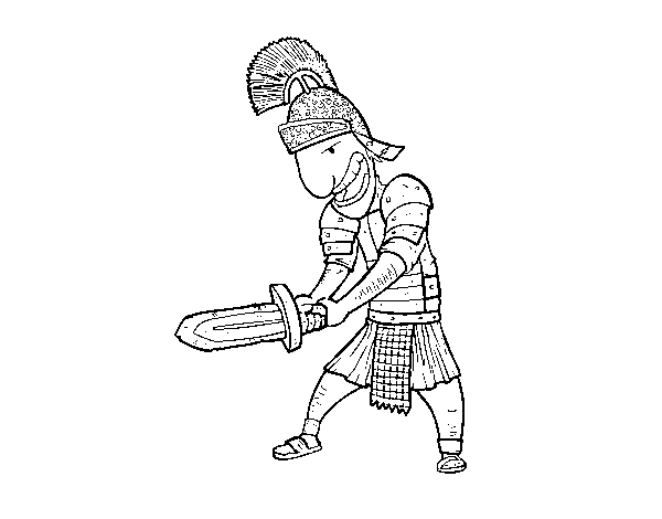 Dibuix de Soldat romà amb espasa per Pintar on-line