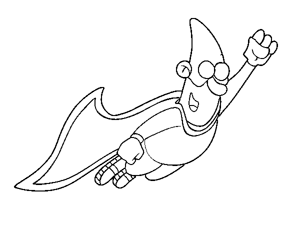 Dibuix de Súper heroi volant per Pintar on-line