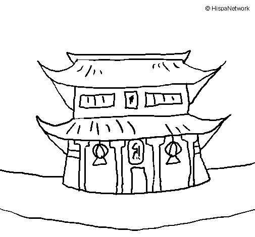 Dibuix de Temple japonès per Pintar on-line