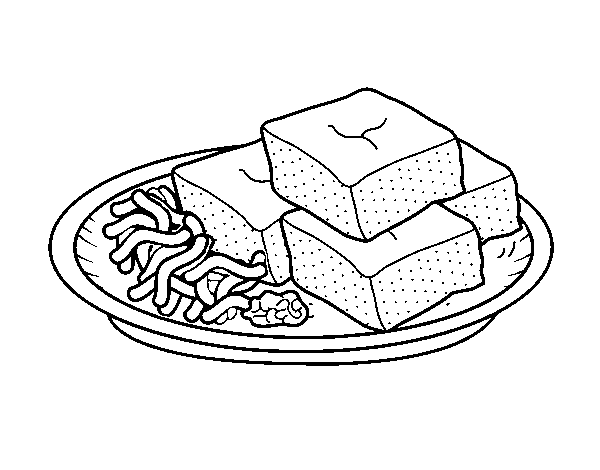 Dibuix de Tofu amb verdures per Pintar on-line