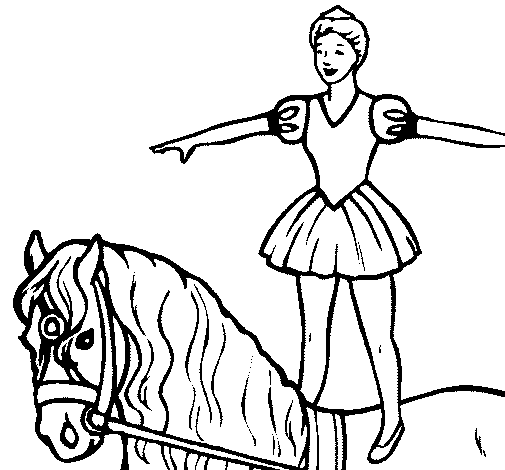 Dibuix de Trapezista a sobre de cavall per Pintar on-line