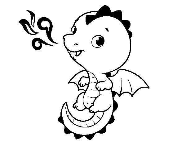 Dibuix de Un dragó bebè per Pintar on-line