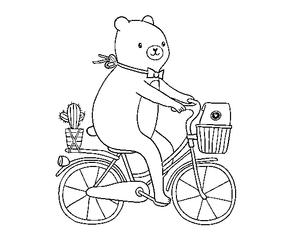 Dibuix de Un ós amb bicicleta per Pintar on-line