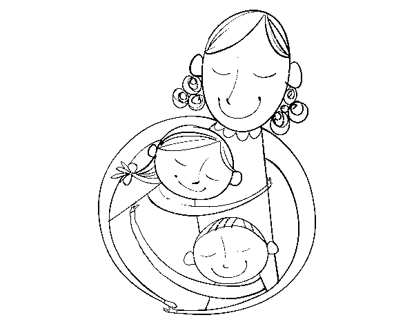 Dibuix de Una abraçada per a una mare per Pintar on-line