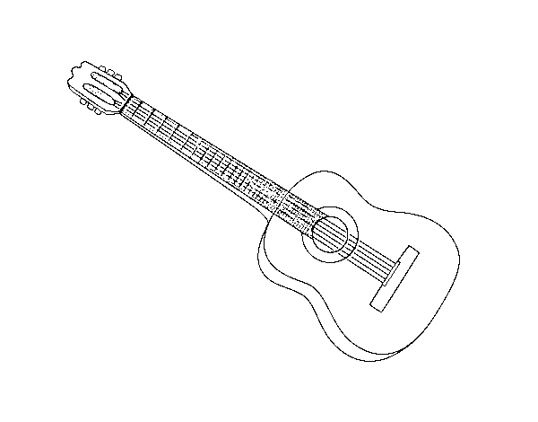 Dibuix de Una guitarra espanyola per Pintar on-line