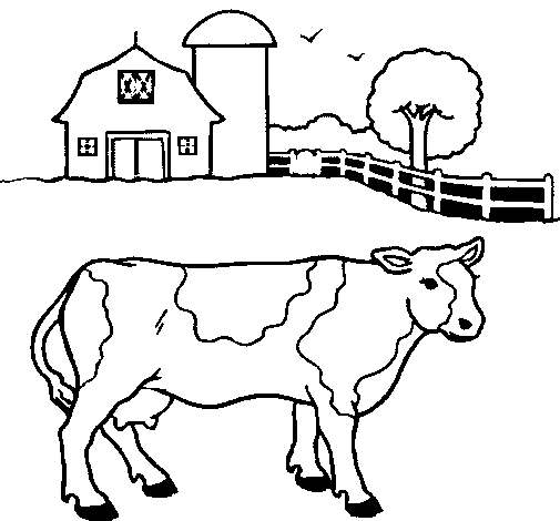 Dibuix de Vaca pasturant per Pintar on-line