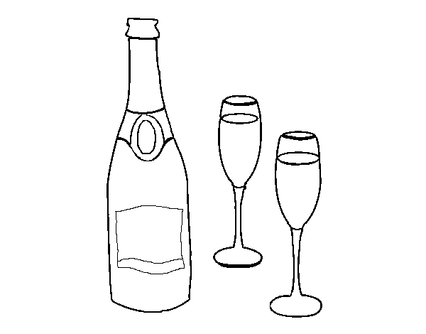 Dibuix de Xampany i copes per Pintar on-line